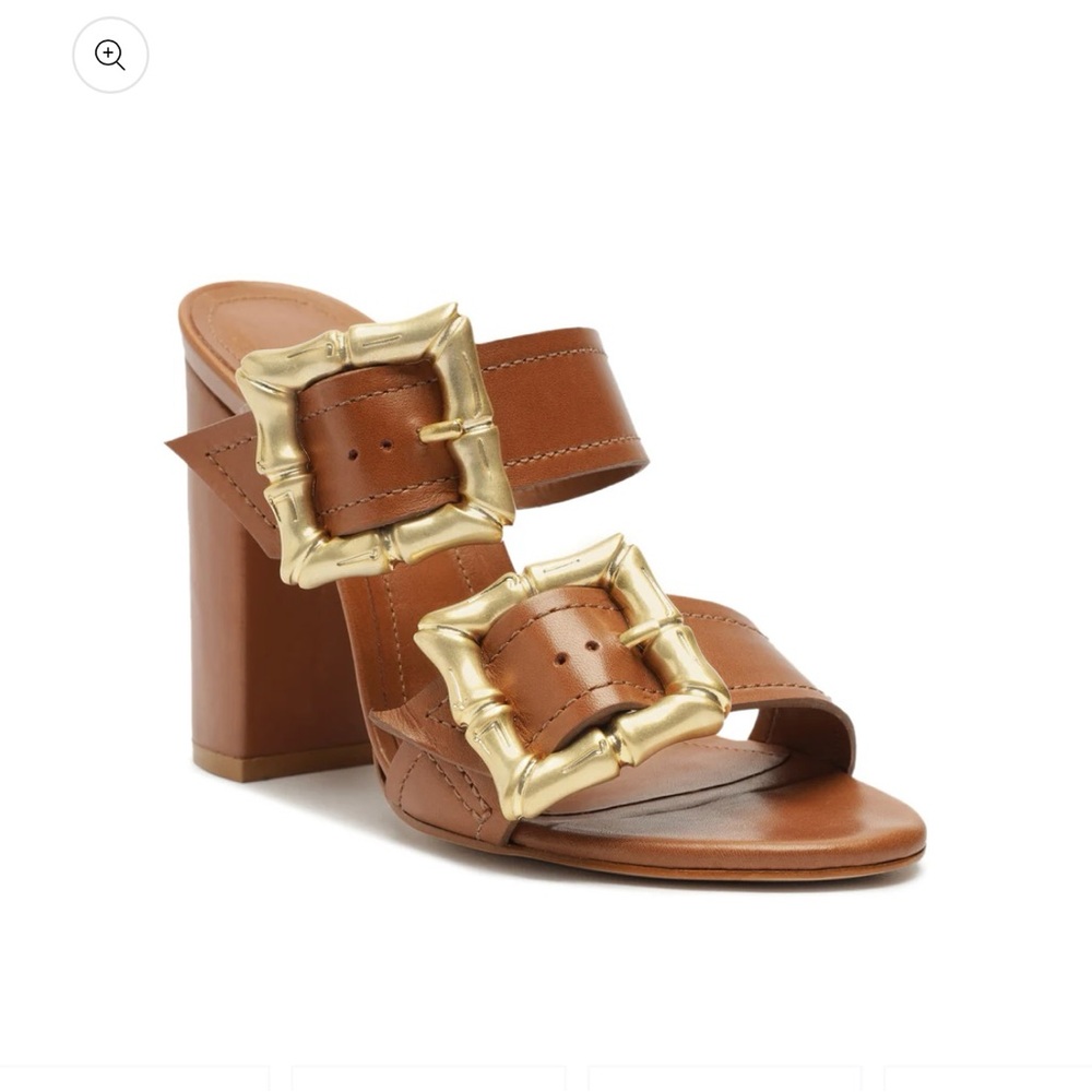 SCHUTZ Enola Chuck Heel Sandal in New Wood and Gold Size 7